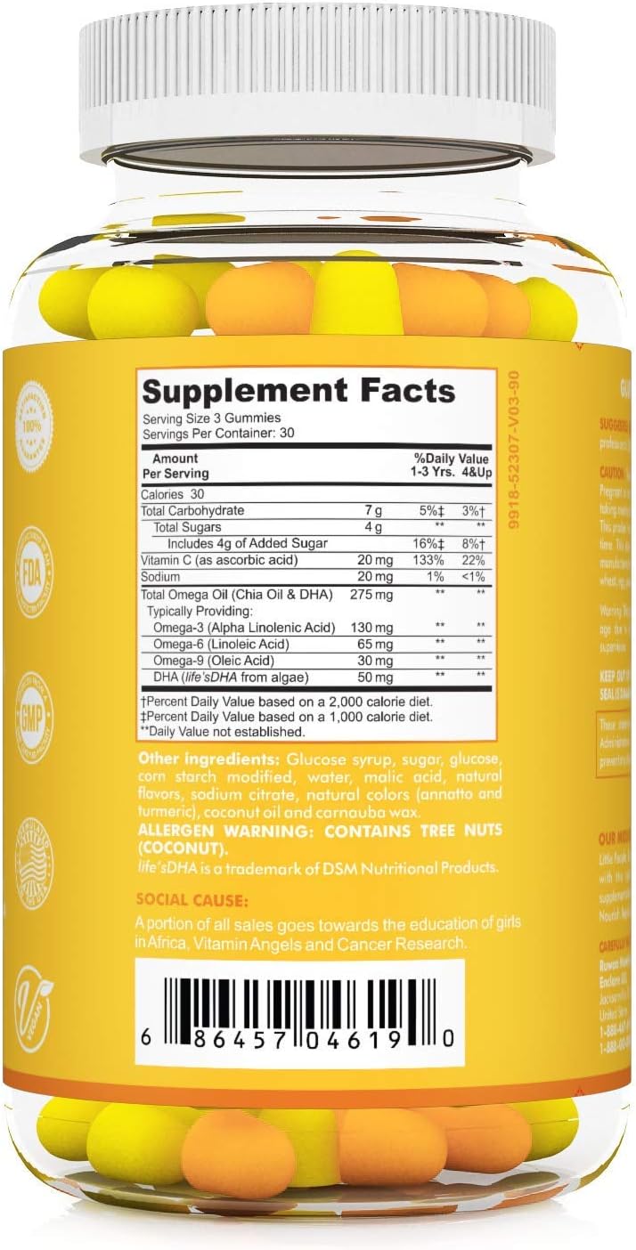 RUWAA NUTRITION Kids Nootropic Digestive Gummies with Organic Probiotics, Prebiotic and Plant Based Omega 3,6,9 DHA