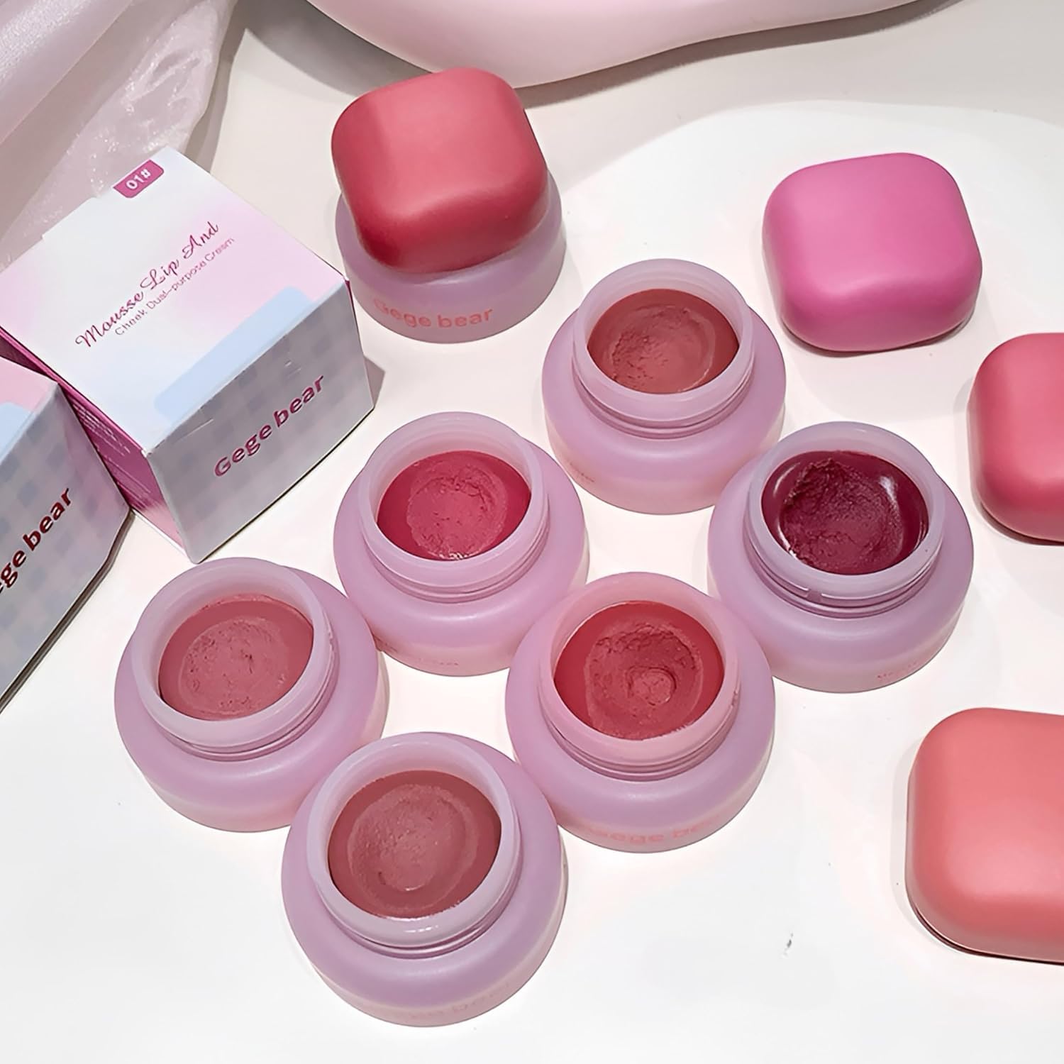 Gege Bear Mousse Lip And Cheeks Dual-Use Cream | Buildable Color, Lightweight Comfort | Smooth, Radiant Glow Finish | Long-Lasting, Hydrating, Soft Pastel Creamy | Suitable Coral Pink Rose Red | Kawaii Cosmetic Essential for Trendy Looks | Best Lip Mud or Blusher for Women & Girls (04# Rose Mauve, 4.5g)-picture-14