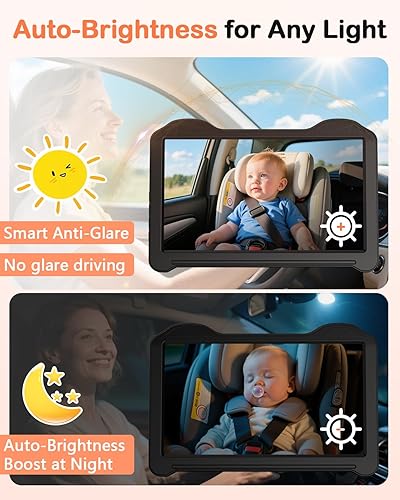 Miniatura 6 de Cámara de bebé de coche de 7 pulgadas para asiento Cámara trasera HD 1080P para asiento trasero, fácil configuración, pantalla antirreflejo,