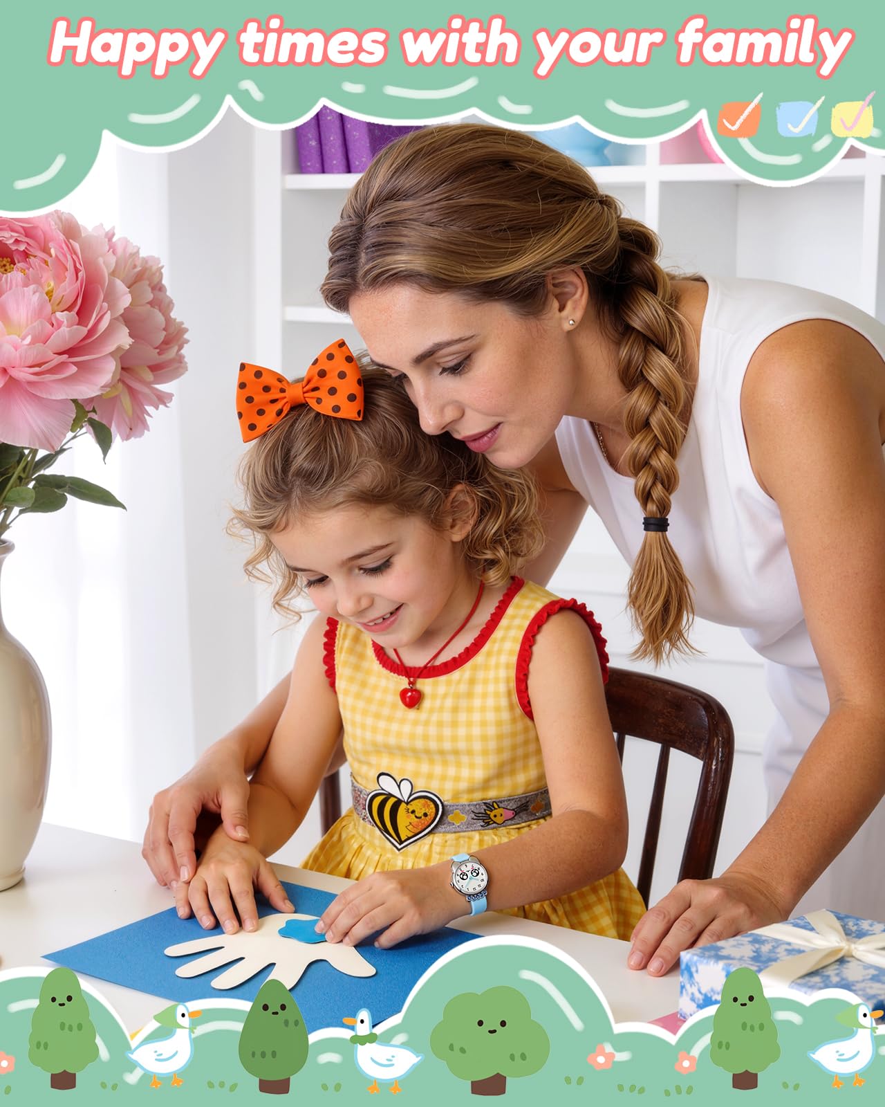 KDM Kinderuhr Mädchen Analog Lernuhr: Klares Zifferblatt mit Großen Gut Lesbaren Armbanduhr Jungen Leder Quarz Spielerisch Unterrichtszeit Wasserdicht - Geschenk für Kinder 3-12 Jahre zum Kindertag