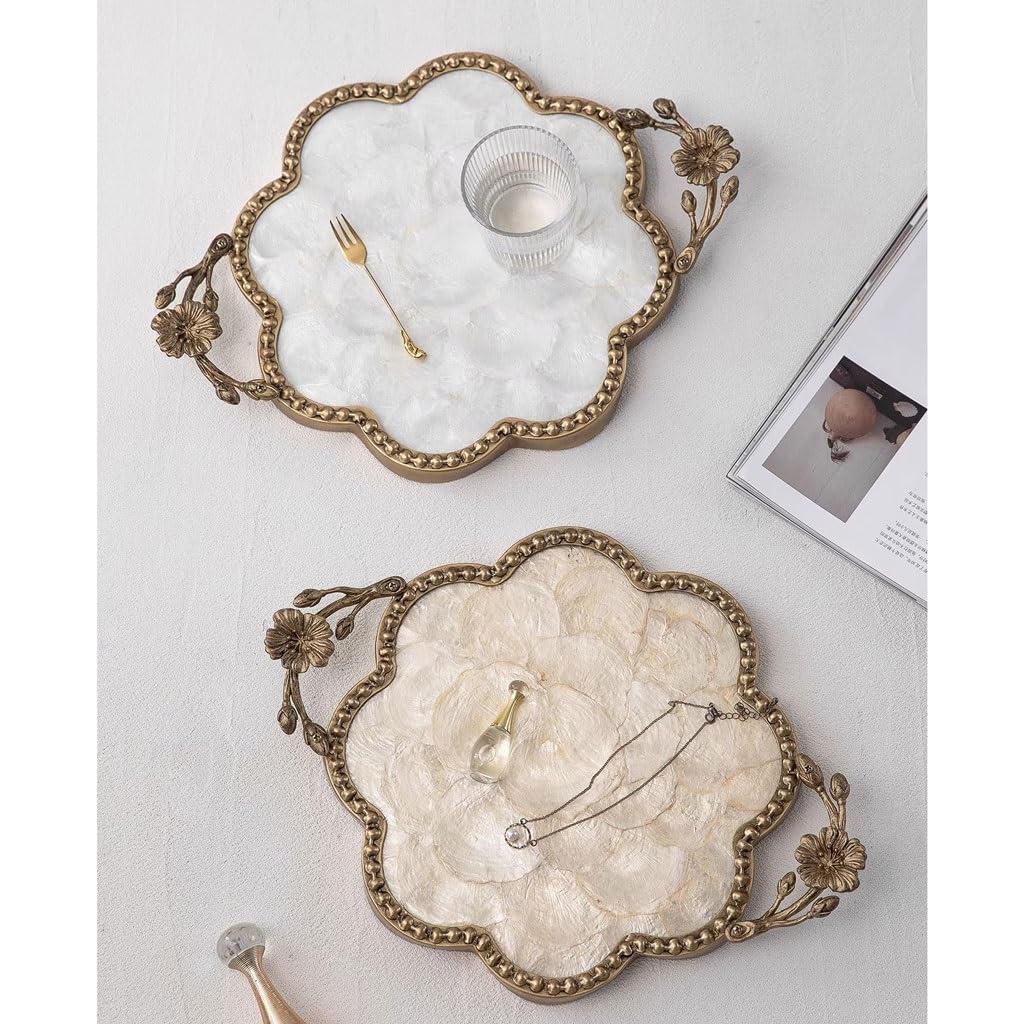 Bandejas Servir Comida Bandeja De Concha For Sala Estar, Almacenamiento Creativo, Frutas, Té, Adornos Decorativos Mesa Cama(A)