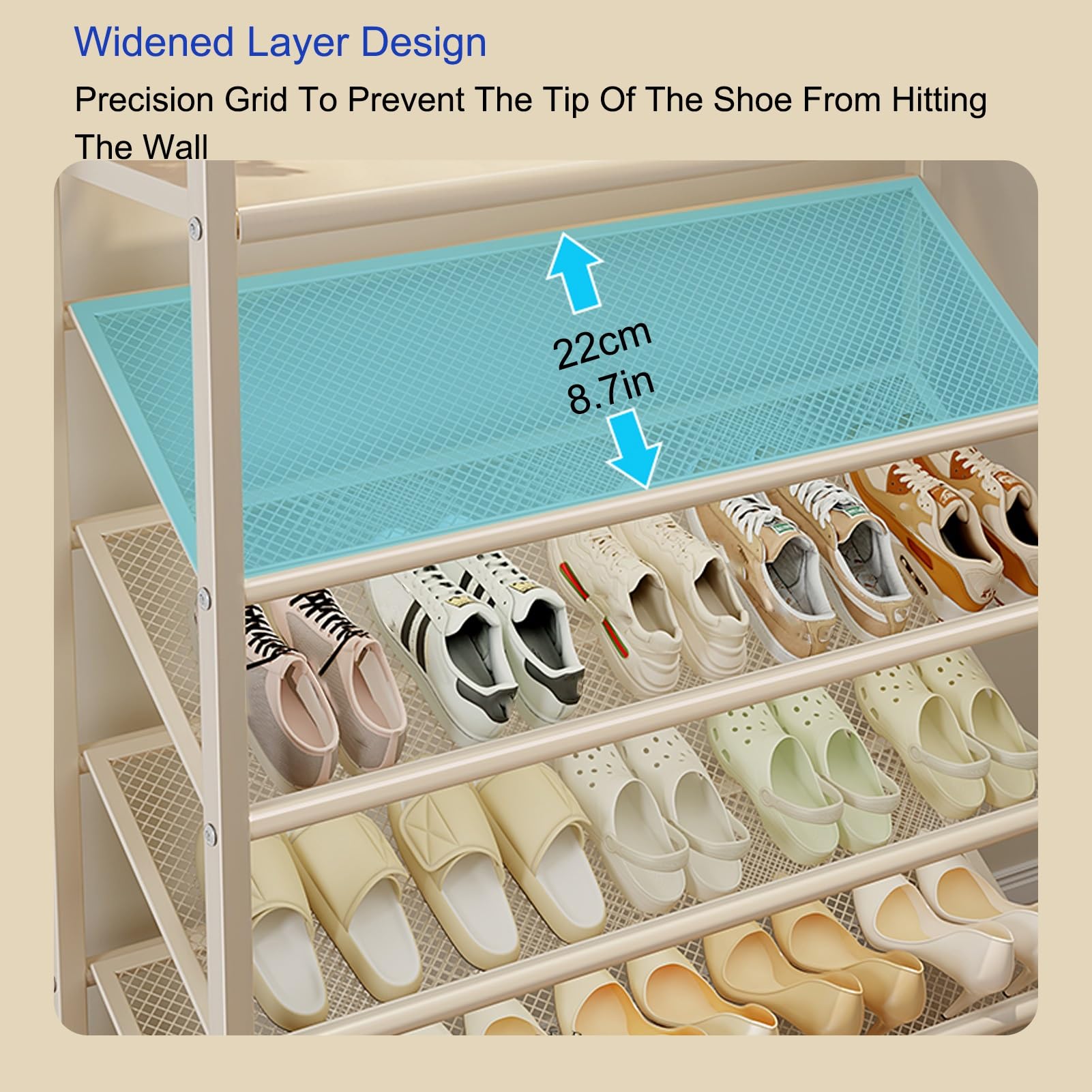 Scarpiera alta e stretta Scarpiera verticale con organizer for scarpe angolare salvaspazio aperto for ingressi di piccoli spazi(Gold,70x114cm)