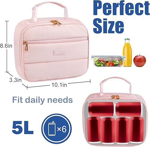 Miniatura 3 de Aosbos Lonchera aislada para mujer, bonita lonchera acolchada pequeña para el trabajo, oficina, picnic, bolsas de almuerzo suaves y portátiles para