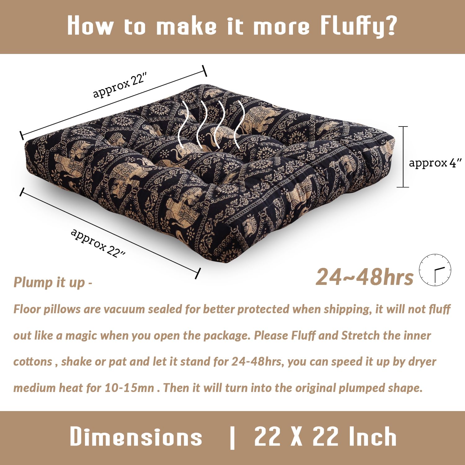 Boho Square Floor Seat Pillows Cushions 22