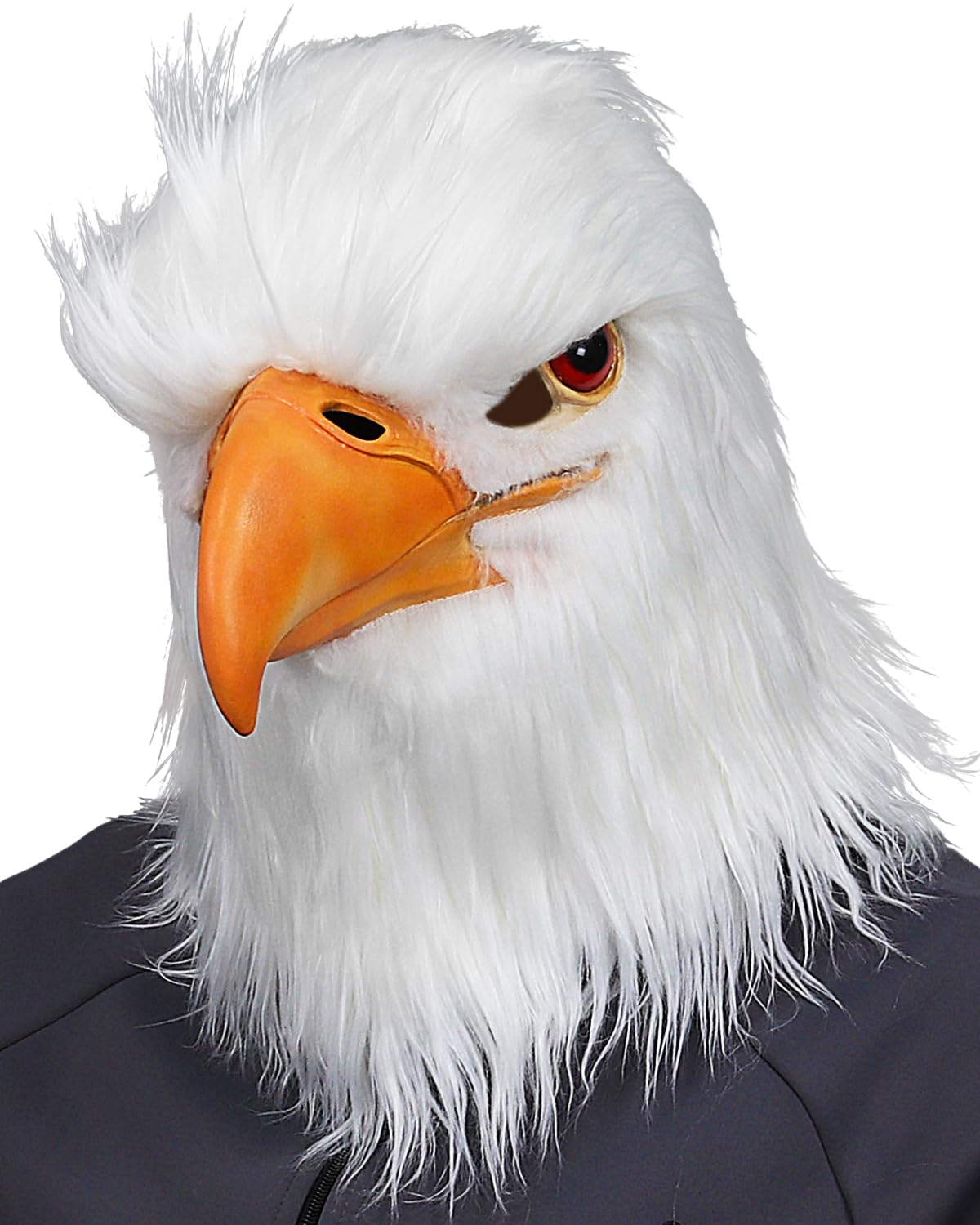 Maschera aquila per carnevale e carnevale | Maschere animali in lattice con finta pelliccia realistica | Maschera a testa intera per Halloween e palline in maschera (taglia unica)