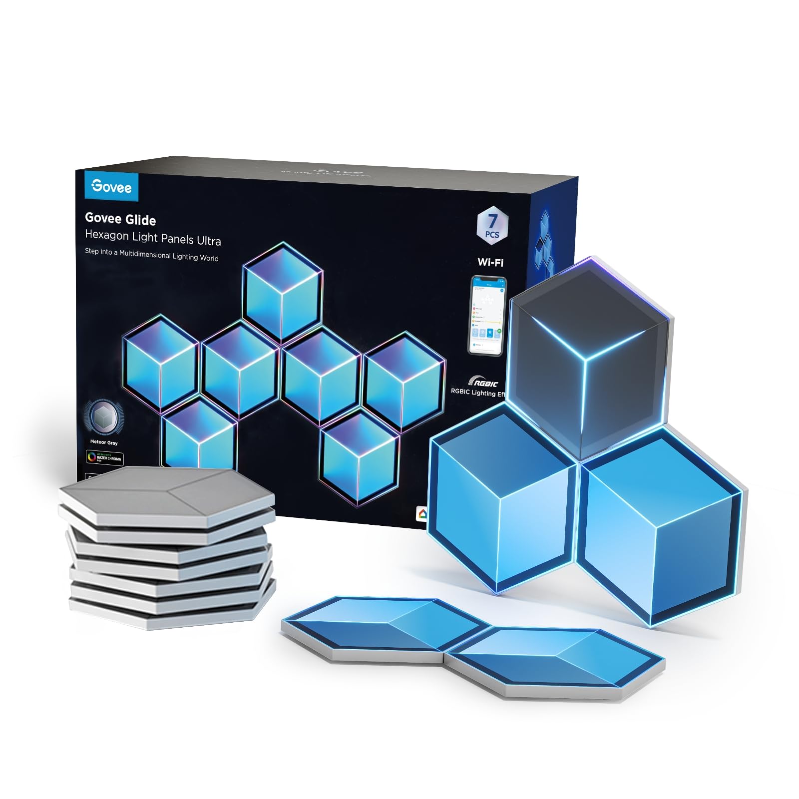 Govee Glide Hexa Ultra LED Gaming Duvar Aydınlatma Panelleri 7'li
