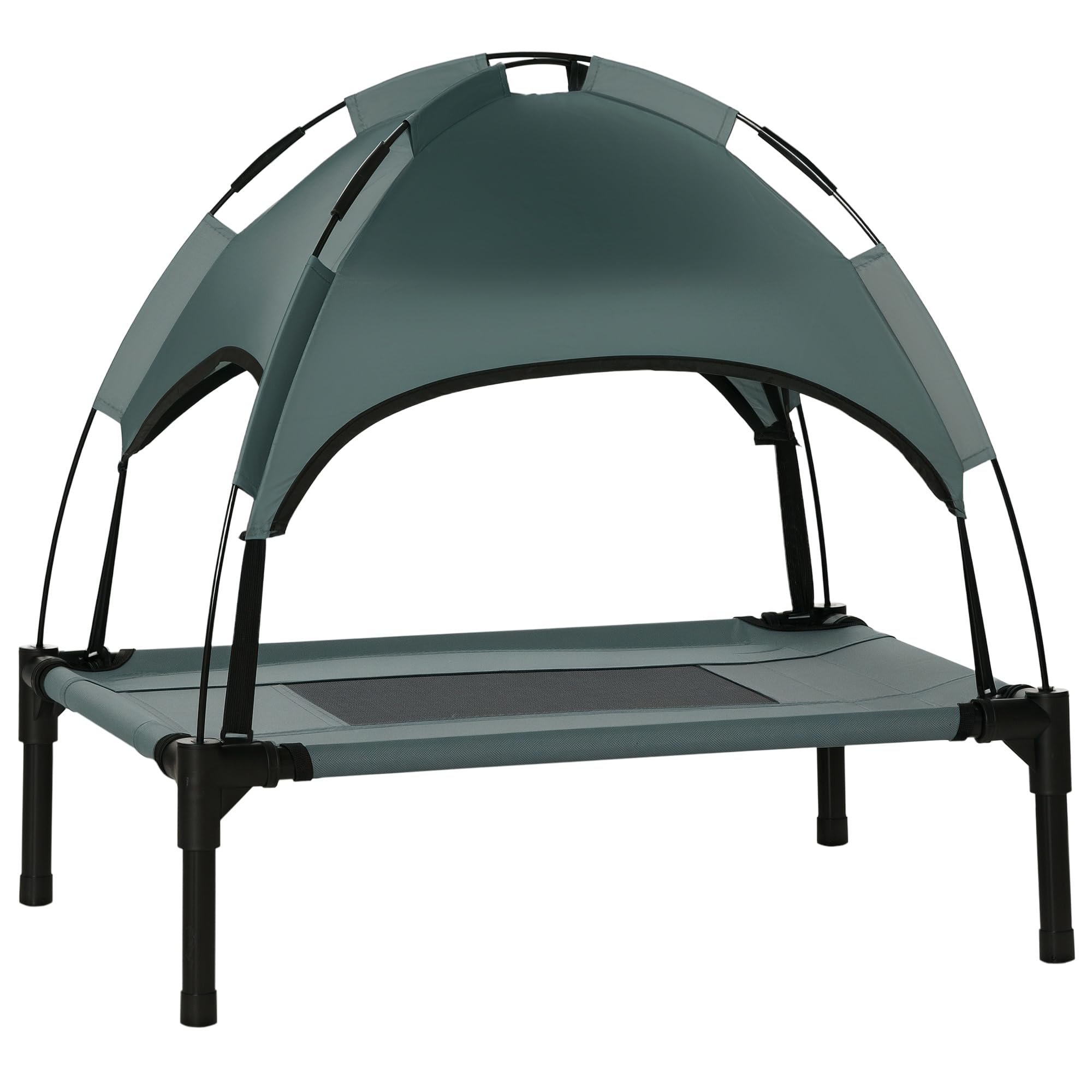 PawHut Cama Elevada para Mascotas Toldo Extraíble 61x46x62 cm Gris