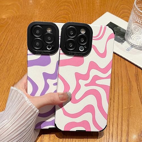 Miniatura 8 de MINSCOSE Funda compatible con iPhone 13 Mini, diseño de patrón de rayas de cebra ondulada, piel sintética suave de silicona fina, funda protectora a