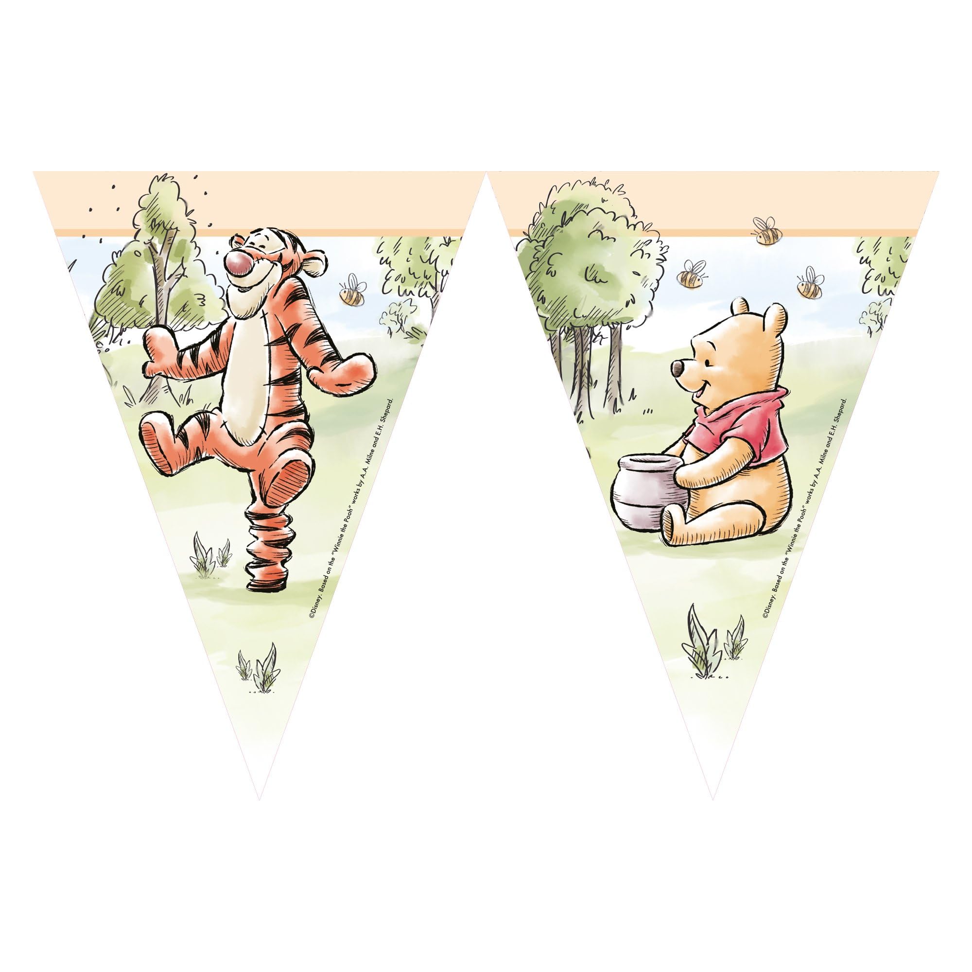 Procos Flag Banner Winnie The Pooh Tigger FSC® Mix, Hanging Decoration, Garland, Birthday, Theme Party 2.3m