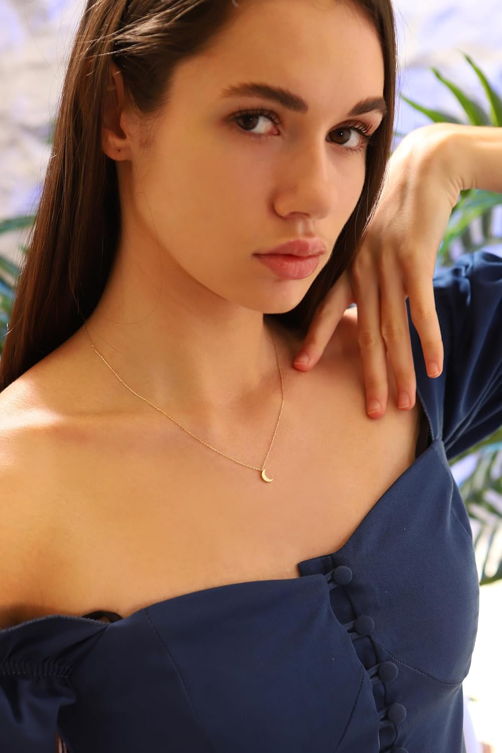 Moon Necklace, 14K Real Gold Moon Necklace, Tiny Gold Celestial Necklace, Dainty Custom Moon Pendant, Birthday Gift