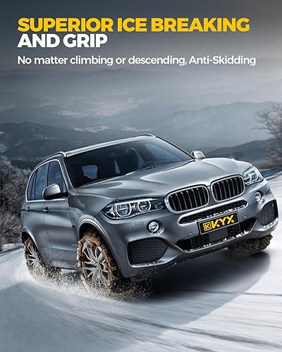 Miniatura 10 de KYX Cadenas de neumáticos para automóvil/SUV/camionetas, cadenas universales ajustables de nieve de emergencia para neumáticos, 8.7-11.1 pulgadas, 8