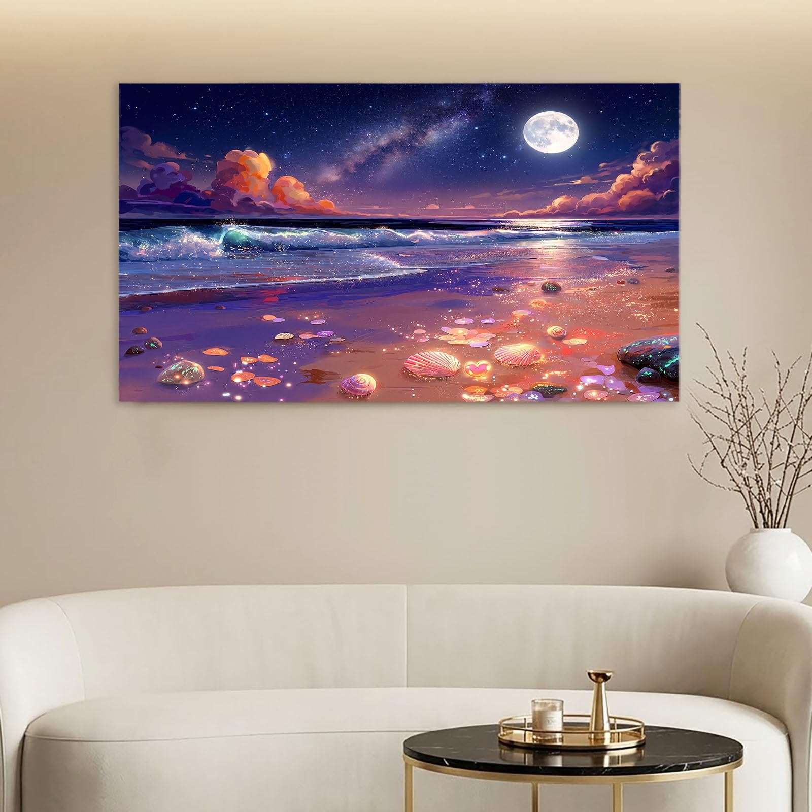 Generisch Cuadros murales decoración salón dibujos animados paisaje flor lienzo con marco 100 x 70 cm paisaje marino playa flor lienzo dormitorio cocina decoración pared arte arte