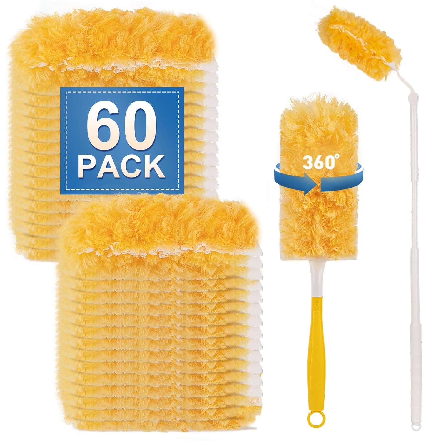 Heavy Duty Duster Refills Disposable Dusters Kit for Cleaning Dusting Furniture Blind Ceiling Fan Multi Surface 360 Feather