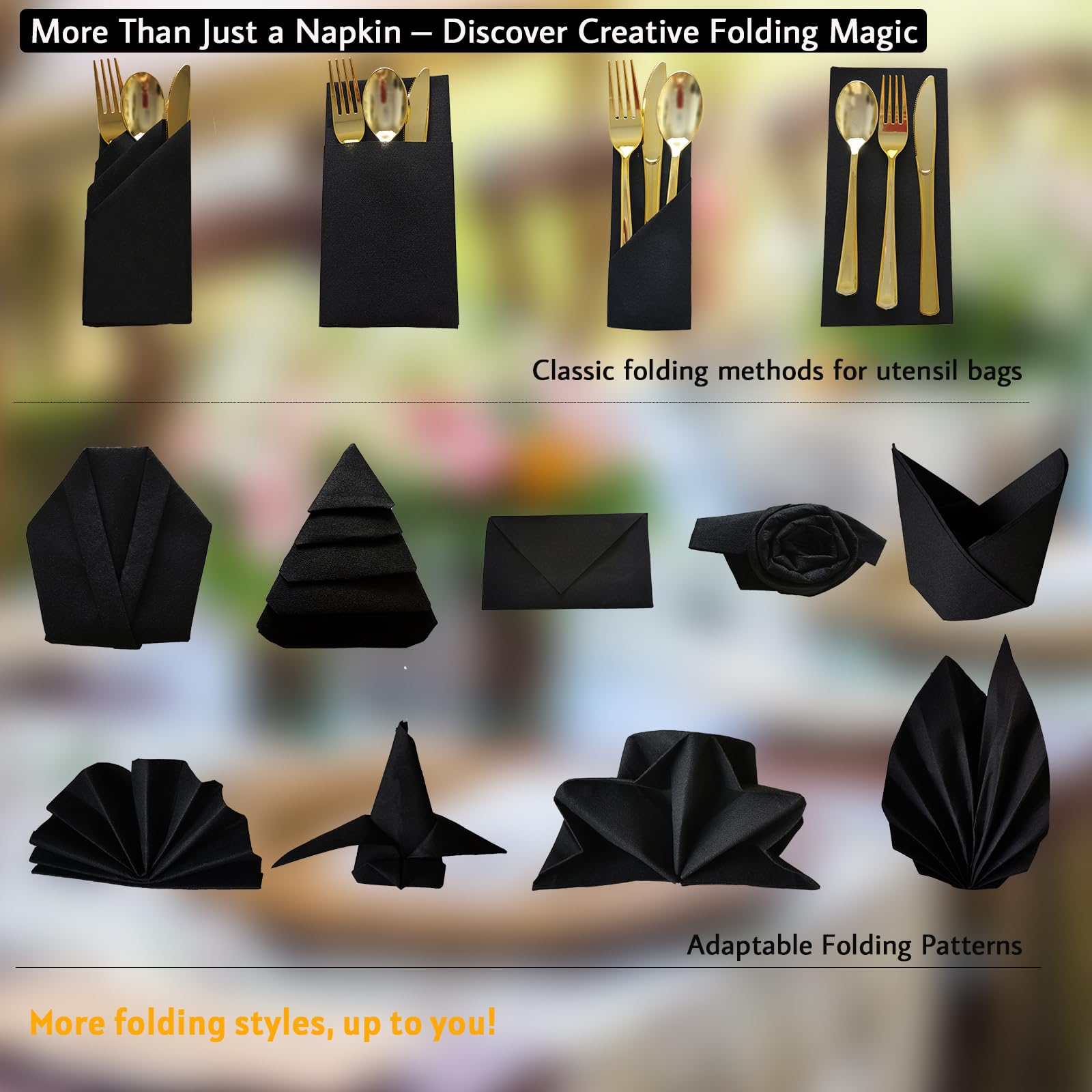 Paquete de 100 servilletas desechables de papel para invitados, suaves, absorbentes, decorativas, para uso diario, cóctel, boda, fiesta, 12 x 17 pulgadas