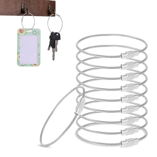 10Pcs Wire Keychain Stainless Steel Keychains,25Cm*1.5Mm,Cable Key Chain,Wire Rope Keychain for Home,Suitable for Hiking, Hanging Luggage Tags, Keys and ID Tag