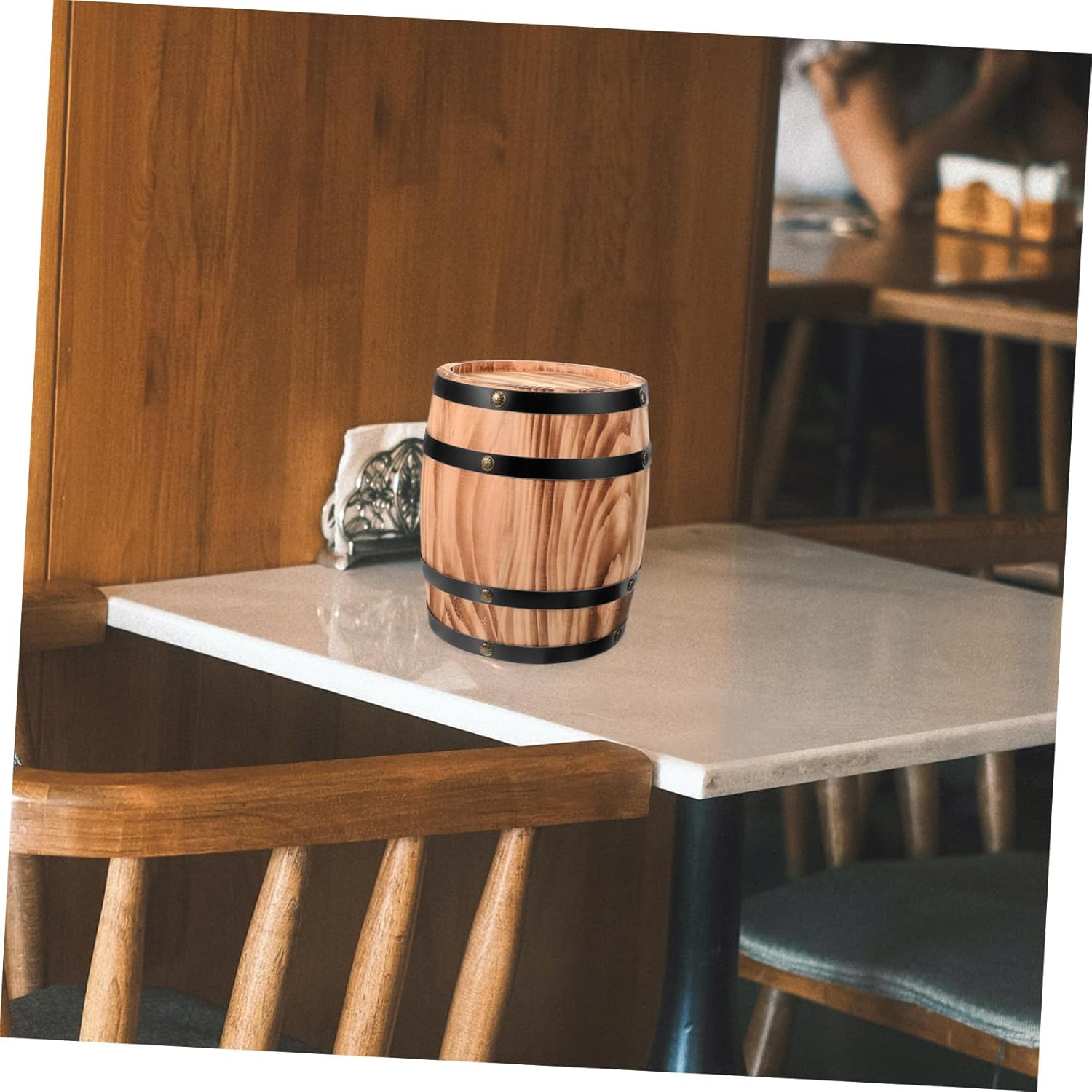 Wood Barrel Decoration for Home and Bar Wine Bucket Prop Rustic Centerpiece for Parties Events and Commercial Spaces