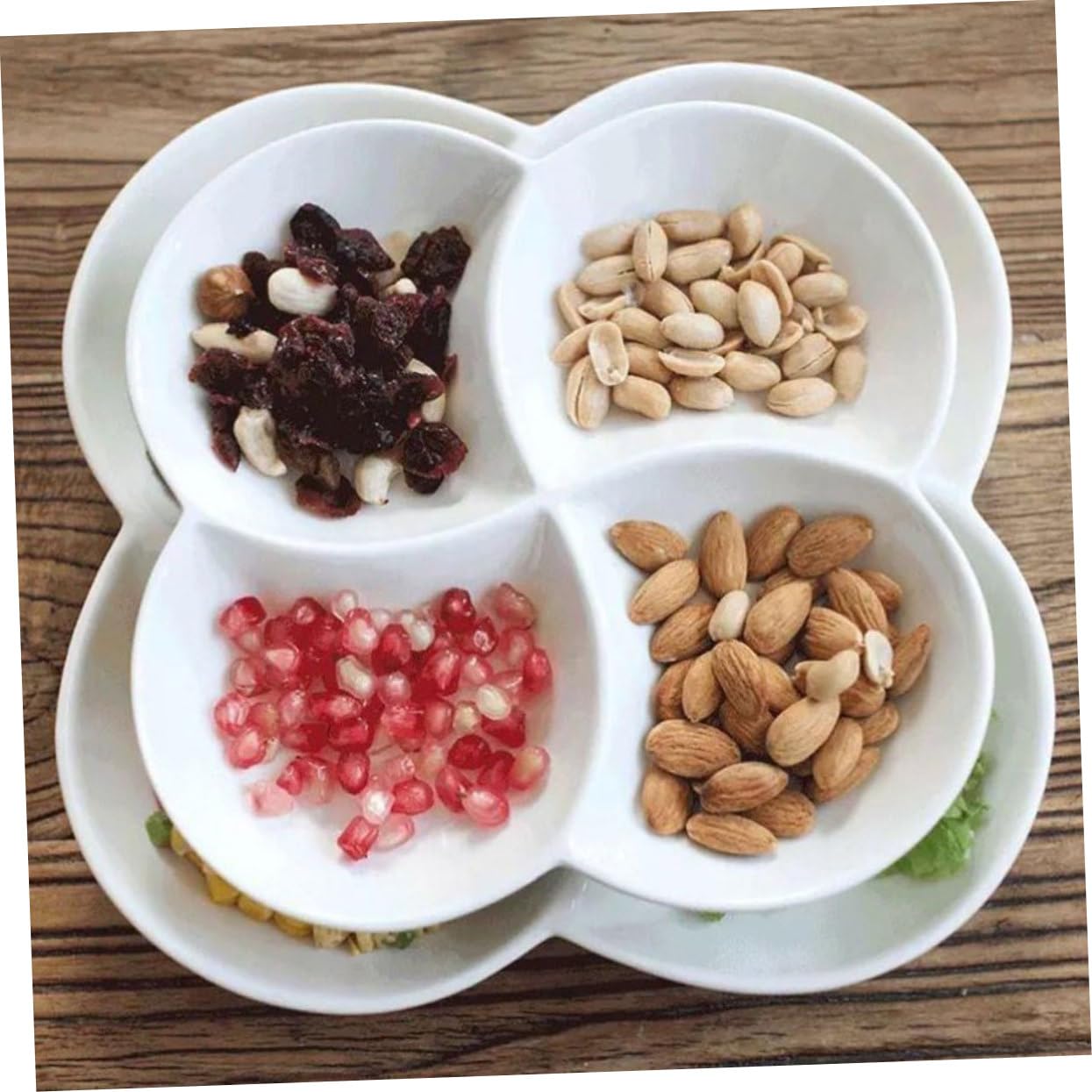 Plateau-Repas Compartimenté en Céramique à 4 Compartiments Blanc