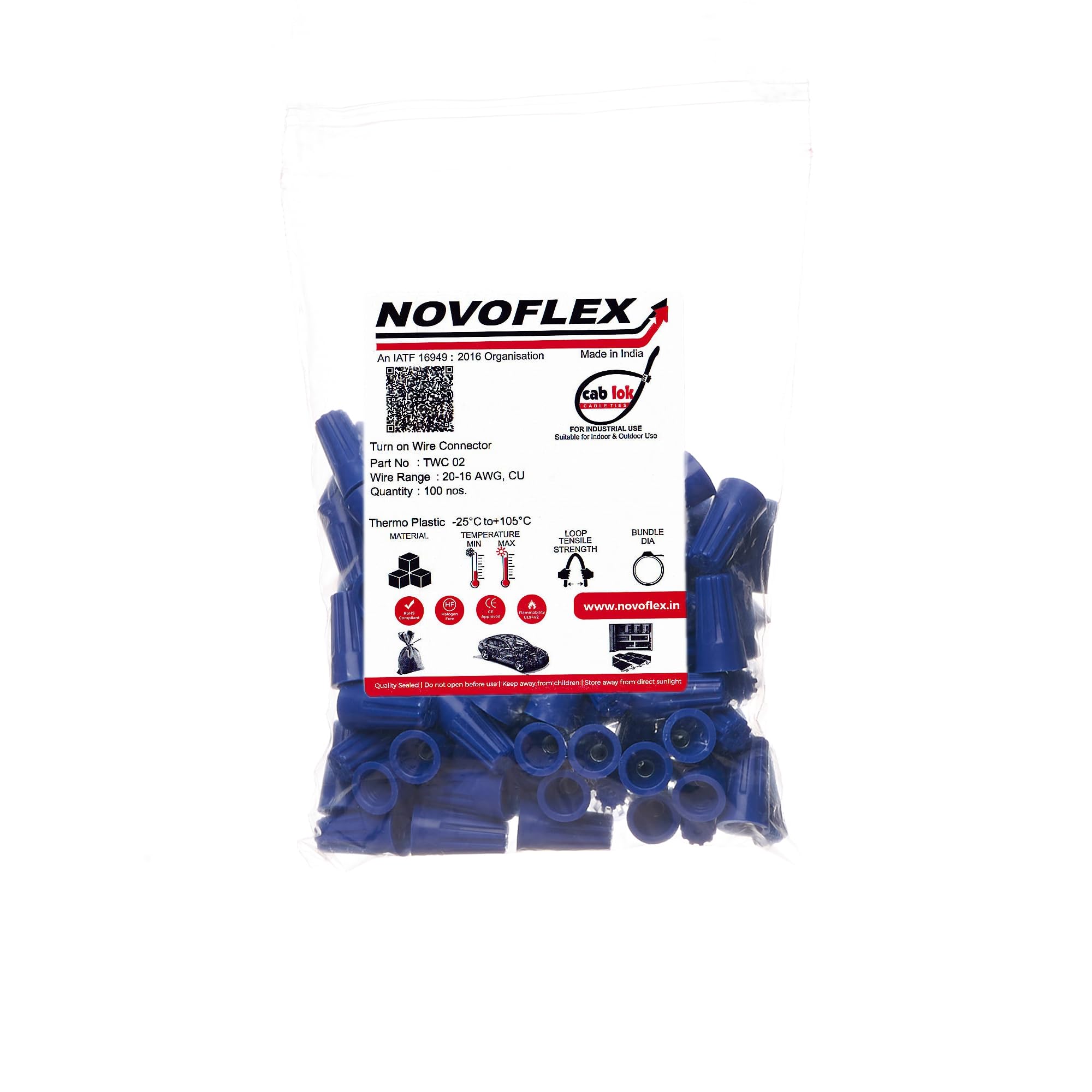 Novoflex Turn On Wire Connector Part No TWC 2 Colour: Blue (Pack Of 100)-image-16