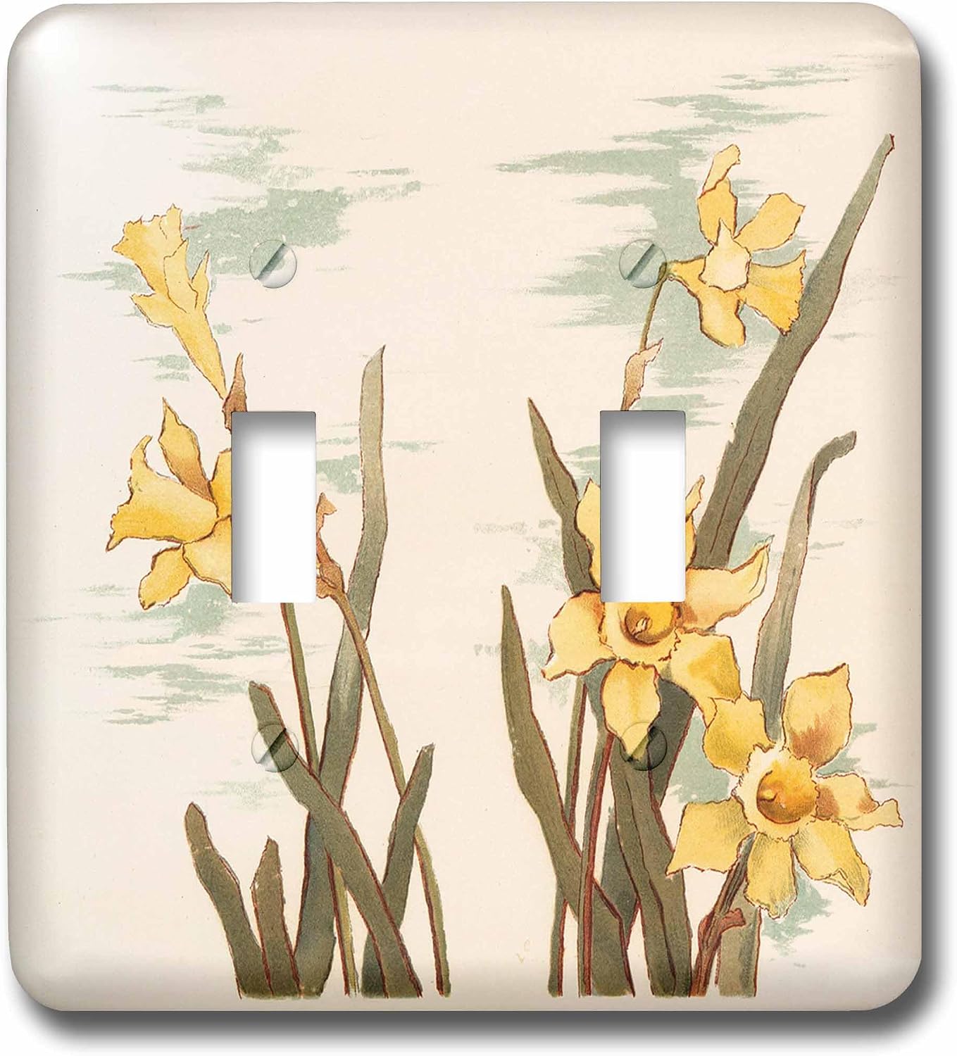 3dRose Image of Vintage Style Watercolor of Daffodils double toggle switch