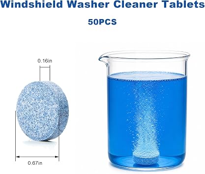 50PCS Car Windshield Washer Tablets, Concentrated Auto Glass Cleaning Tablets for Clear Visibility, Effervescent Wiper Cleaner Tablet for Vehicle Window, Car Accessories