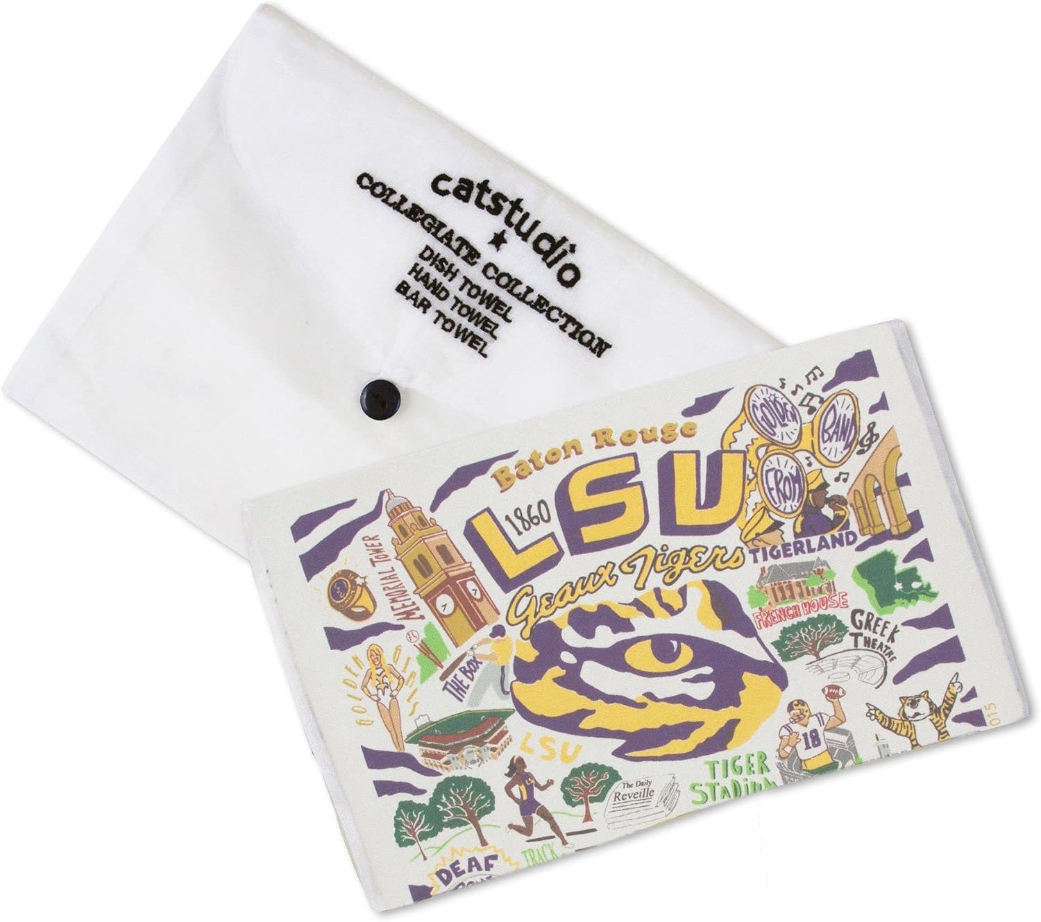 Catstudio Louisiana State University (LSU) Collegiate Dish & Hand Towel | Great for Kitchen, Bar, & Bathroom