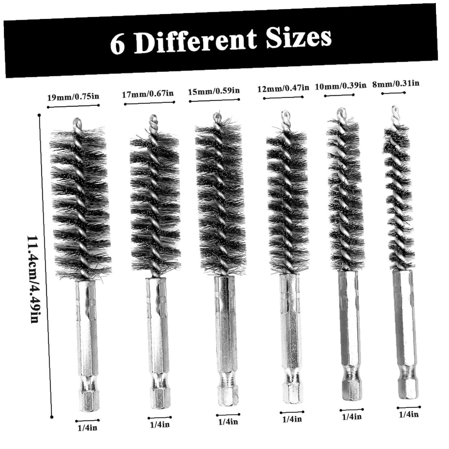 Bore Cleaning Brush 1/4 Inch Hex Shank Brush Twisted Wire Drill Brush for Electric Impact Drill 24PCS