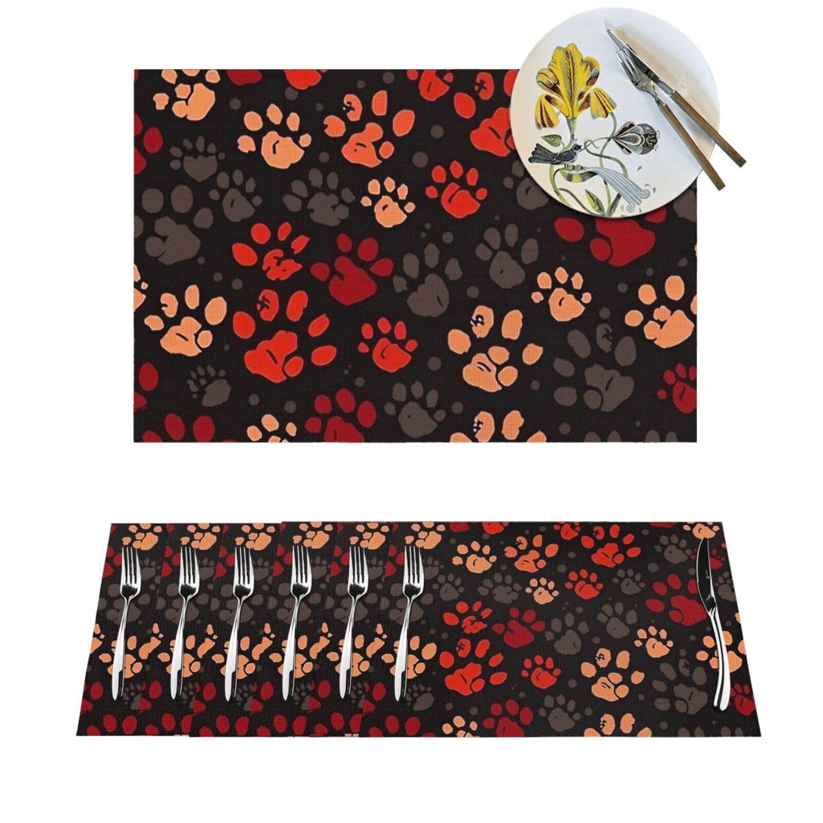 Sets de table pour table de cuisine et dîners de famille à motif pattes