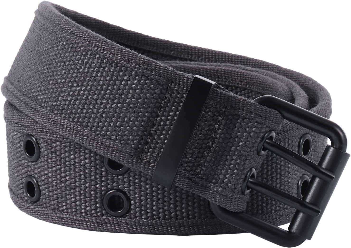 Canvas Web Belts for Men,Solid Color Casual Double Hole Grommet Belt