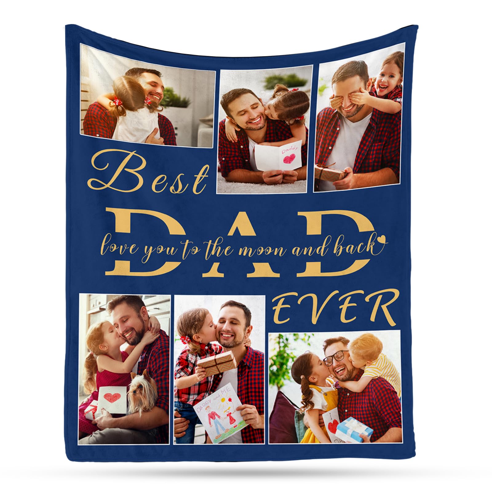 Ship Next Day, Gifts for Dad Custom Blanket with Picture - Printed in USA, Personalized Fathers Day Blankets with Photo, to My Daddy Memories Present