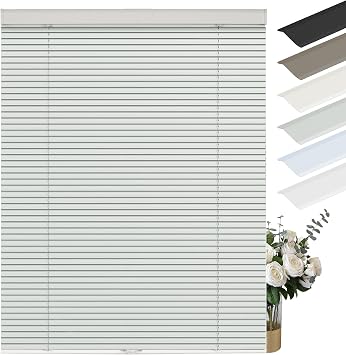 Custom Cordless Aluminum Mini Blinds for Windows 1" Room Darkening Metal Horizontal Window Blinds Venetian Light Adjust Window Shades for Home Office Door,Gray