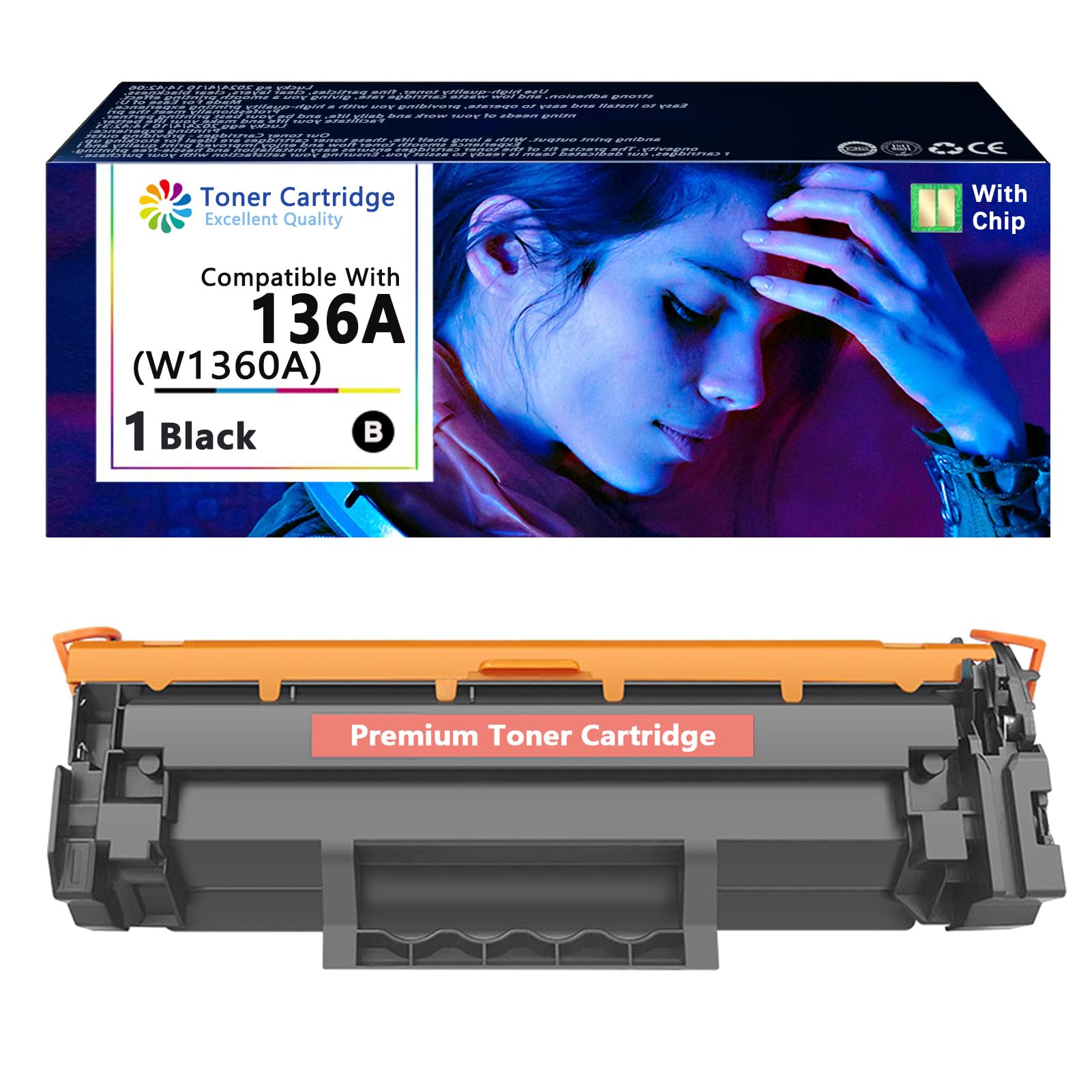 DZNACE 136A 1360A Toner Cartridges Compatible for HP 136A 1360A Toner Replacement for HP LaserJet M211d M211dw MFP M236d M236sdn M236dw M236sdw