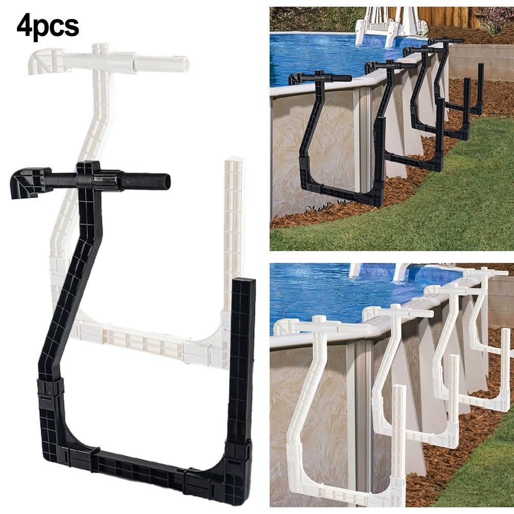 Paquete de 4 ganchos para cubierta solar para piscina sobre el suelo, clips ajustables de 0.4 a 5.5 pulgadas con carga de 10 kg, color blanco