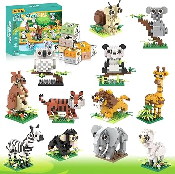 Party Favors for Kids 8-12, Mini Animals Building Blocks Sets,Goodie Bags Stuffers for Kid, Small Toy Prizes, 12Pack Kits Birthday Party Favor Gifts Toys for Ages 8 9 10 11 12