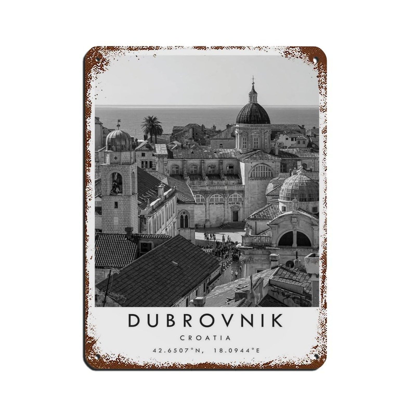 Dubrovnik Travel, Dubrovnik Poster Retro Poster Metal Tin Sign Chic Art Retro Iron Painting Bar People Cave Cafe Family Garage Poster Wall Decoration 12x16inch(30x40cm)