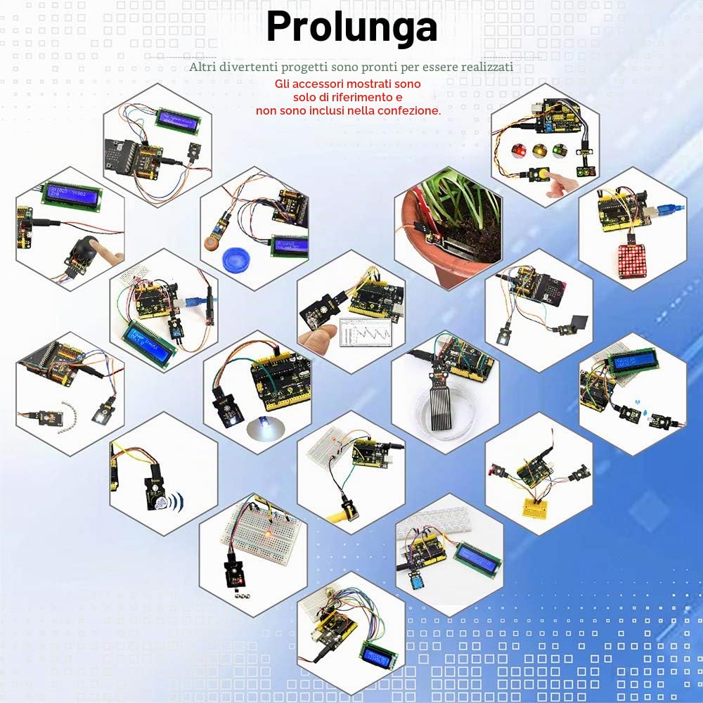 KEYESTUDIO Kit di programmazione 48 in 1 per Arduino UNO R3, MEGA Project STEM Education, Electronic Component adolescenti e tutorial