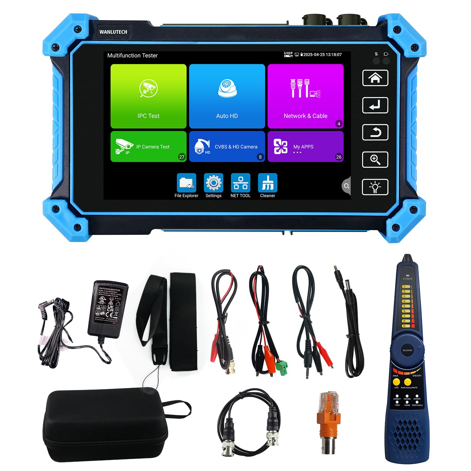 Upgraded 8K IP Camera Tester with PoE, WANLUTECH CCTV Test CVI TVI AHD SDI Analog Camera Test 5.4inch Touchscreen Cable Tracer RJ45 Cable TDR Test RS485 HDMI in VGA in (IPC-5200C Plus)-image-23