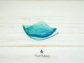 Ammonite Glass Dish 10cm(4") in Turquoise/Blue - Handmade by Matt Adkins in Dorset, UK