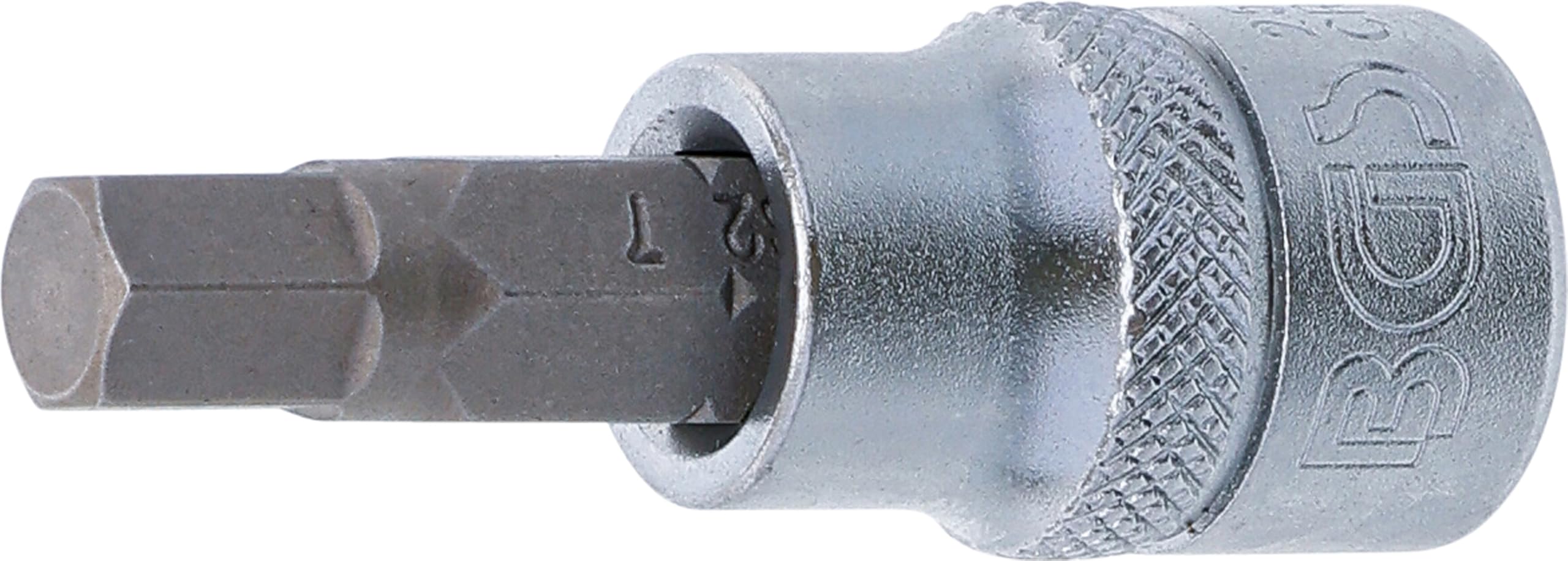BGS 2580 | Punta de vaso | entrada 10 mm (3/8") | hexágono interior 7 mm | Longitud 48 mm | Acero al cromo vanadio | con moleteado