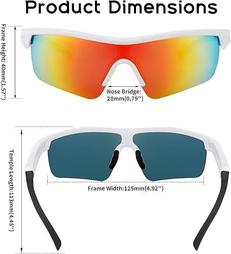 Miniatura 7 de FEISEDY Gafas de sol polarizadas de béisbol para niños y adolescentes, marco TR90 para niños y niñas, ciclismo B2454