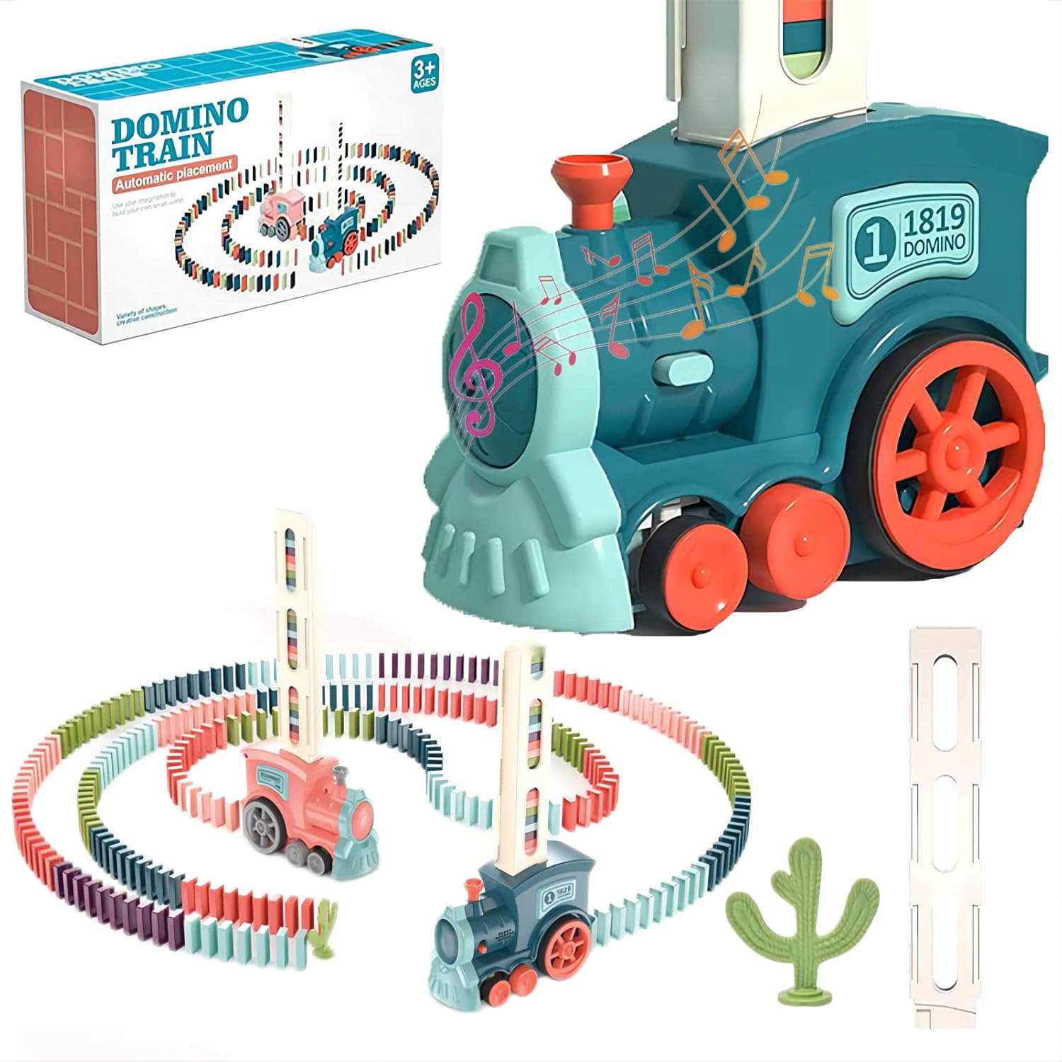 2022 New Upgrade Electric Domino Train Toy Set, Building and Stacking