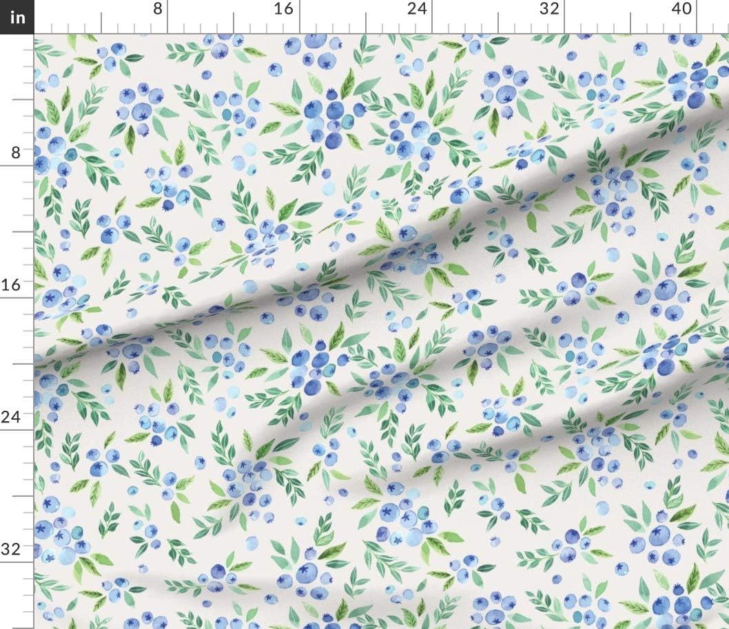 Spoonflower Fabric - Blue Watercolor Blueberries Fruits Handdrawn Summer Fruits Skillshare Printed on Petal Signature Cotton Fabric Fat Quarter - Sewing Quilting Apparel Crafts Decor