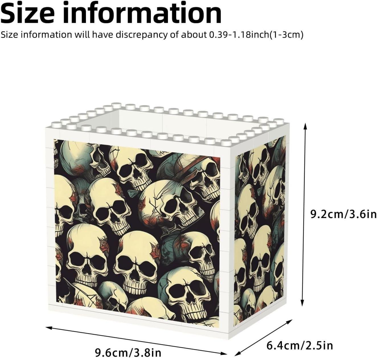 Skull Skeleton Print Uv Print Block Pencil Cup, Detachable Creative Block Desk Organizer Office Abs Pen Holder image 3