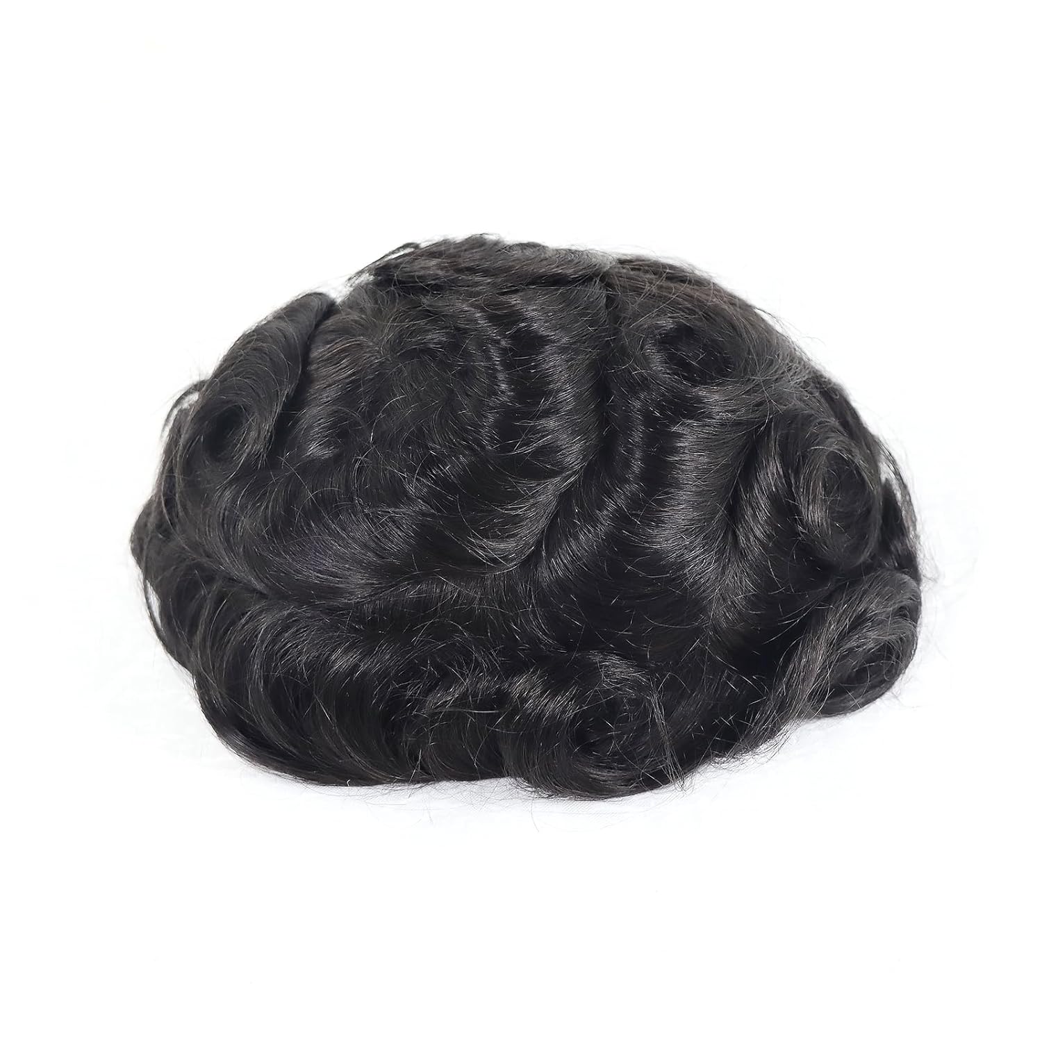 Thin Skin Human Hair Men Toupee Full PU Base Hairpiece Toupee For Men Grey Color Natural Wave Styles Human Hair Men's Prosthesis Replacement Systems 8x10 Size (1B50)