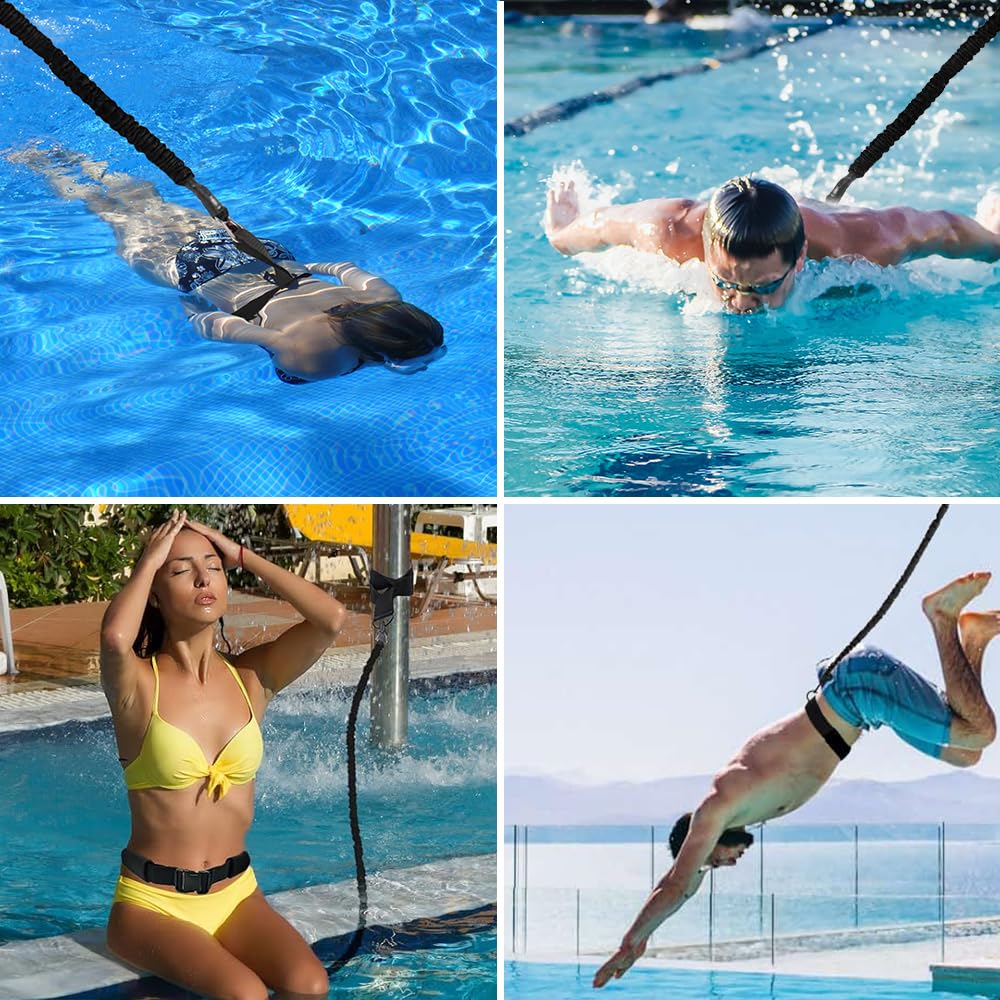 Schwimmgurt für Pool, Afenau 4-12M Schwimmgurt Pool Erwachsene mit Aufbewahrungstasche, Schwimmgürtel Erwachsene, Adjustable Swimming Belt für Schwimmtraining