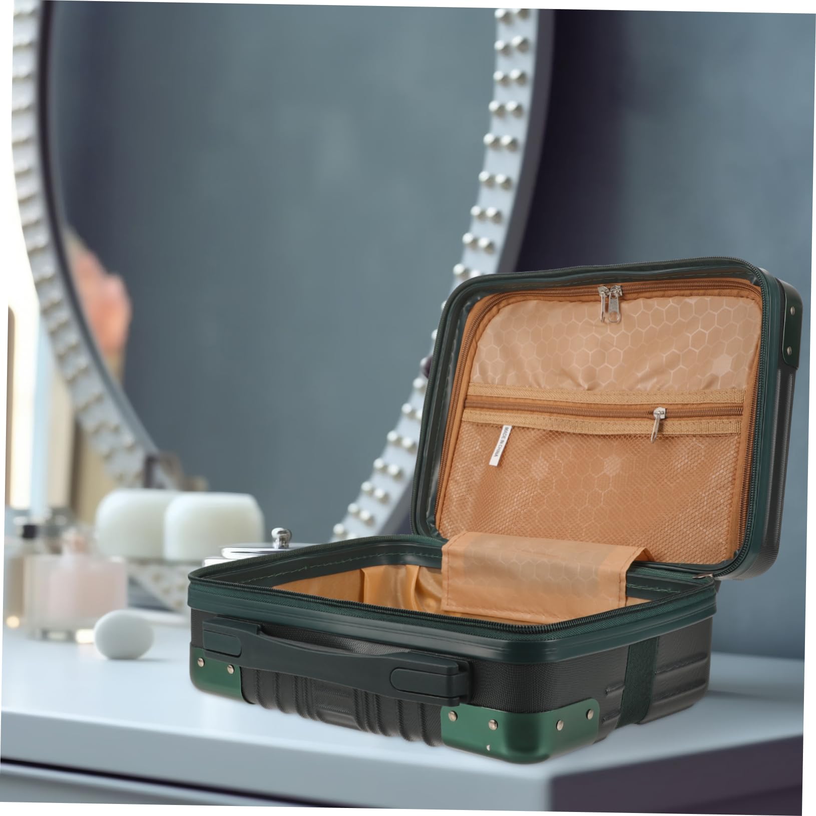 Makeup Aufbewahrungsbox aus Abs mit 14 Zoll Praktischer und Kosmetik Aufbewahrungskoffer für Damen zum Reisen und Leichter Tragekoffer