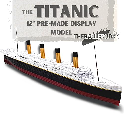 TheRoller3d RMS Titanic Model Ship 1 pie de largo montado, réplicas de Titanic históricamente precisas