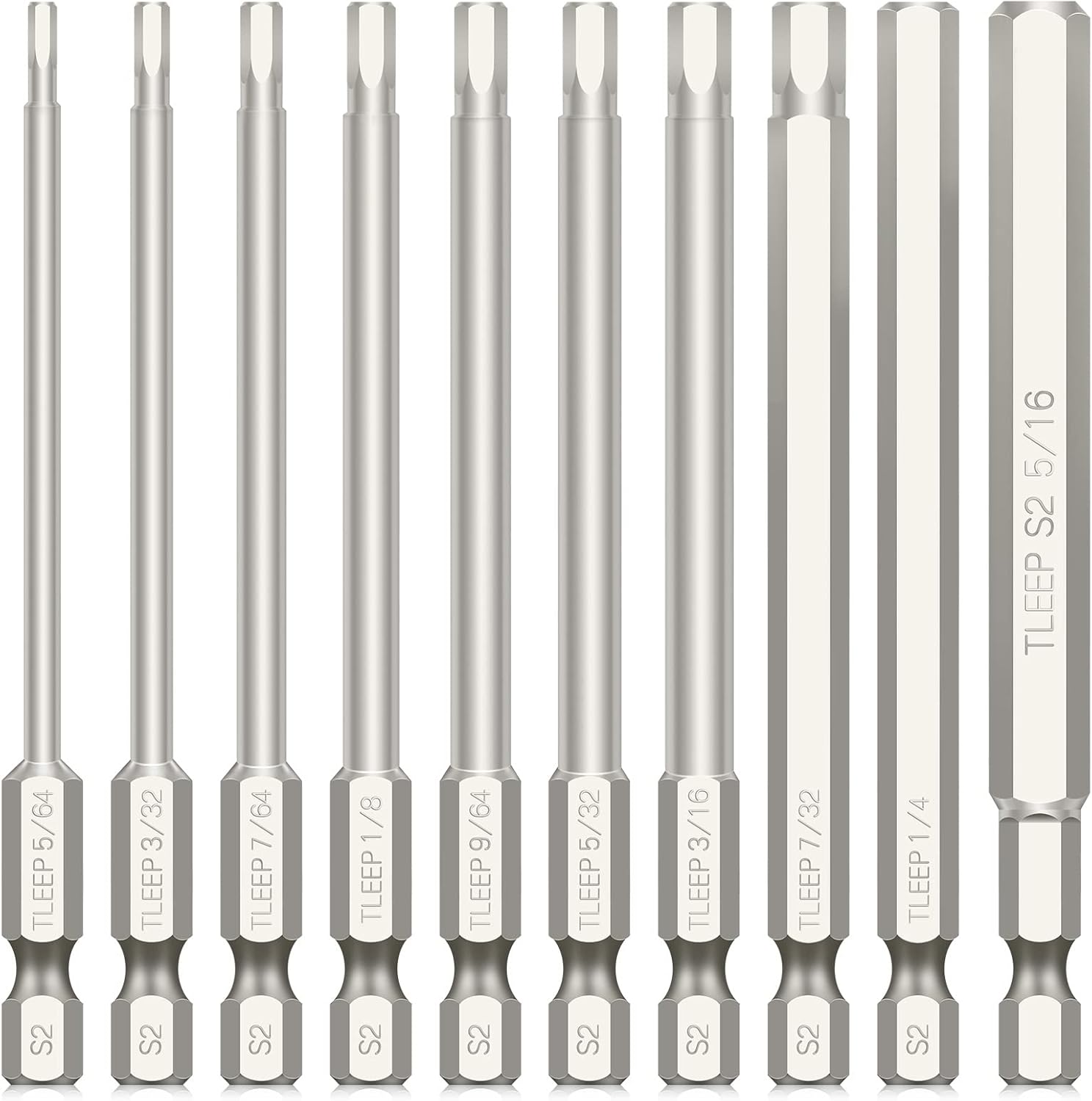 TLEEP 10 x 100MM 1/4 Inch Hex Head Allen Wrench Drill Bits, SAE 5/16
