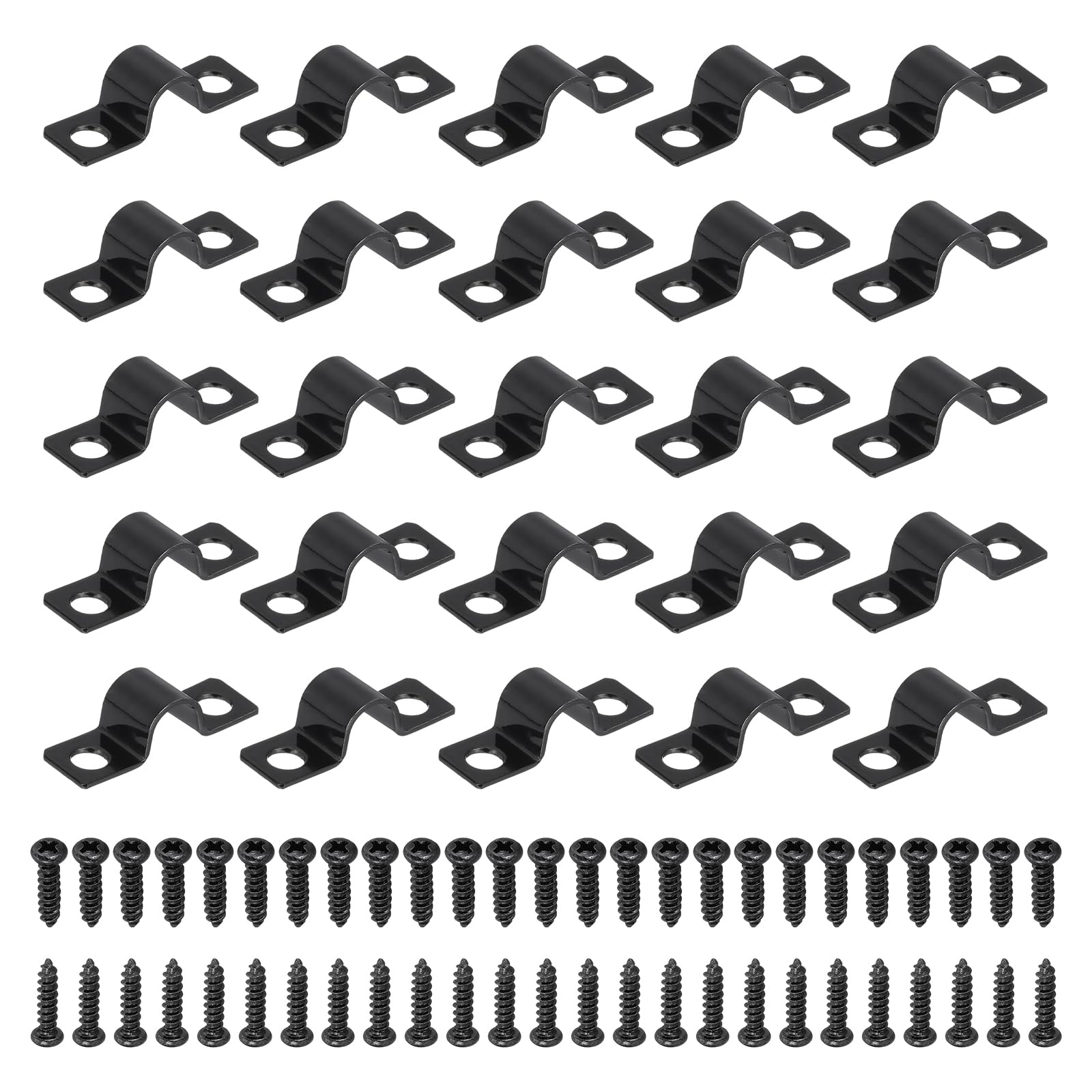 Soportes rígidos en U para organizar cables en reformas domésticas y talleres con tornillos
