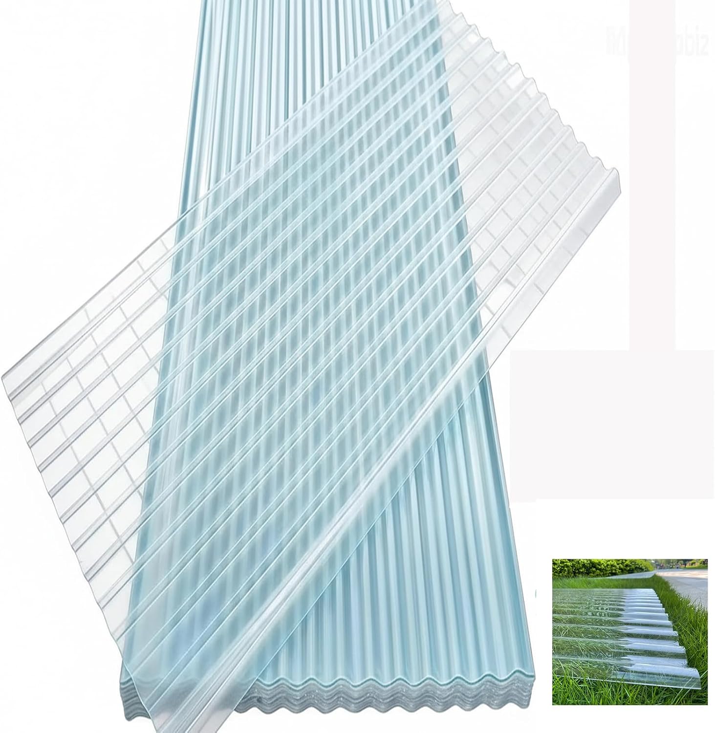 8 PCS Clear Polycarbonate Greenhouse Panels, 3ft Wide Corrugated Waterproof Roof Panels Transparent Insulated Light Transmitting Covering for Greenhouse Pergola Patio Outdoor Canopy (3 x 5.2 ft)