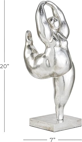 Miniatura 9 de Deco 79 Escultura de bailarina Polystone, 7 x 8 x 20 pulgadas, plata